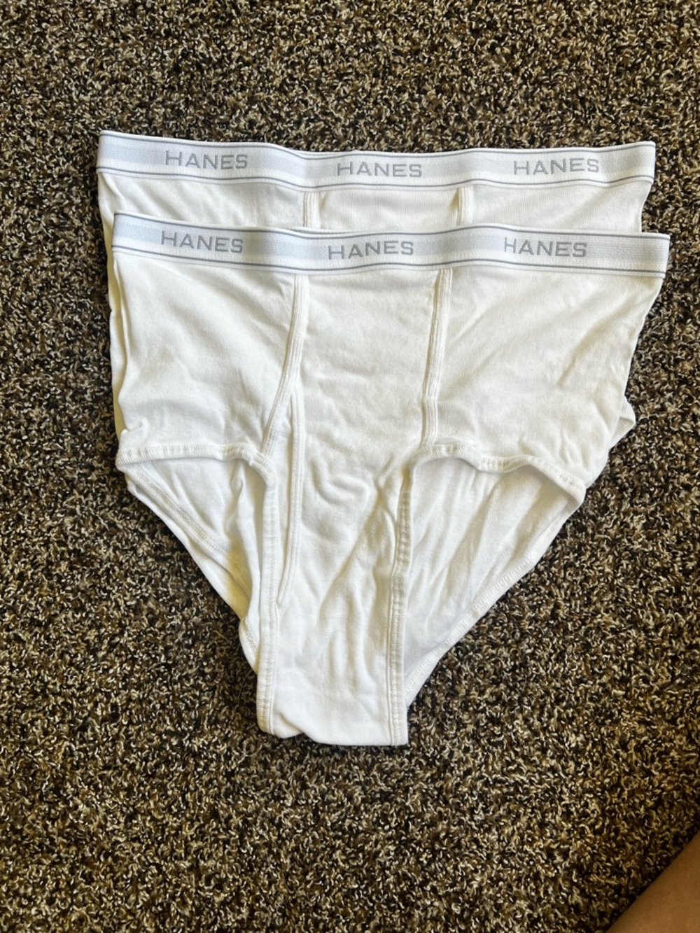 Hanes White Men's Cotton Briefs with Branded Waistband - 2 Pack